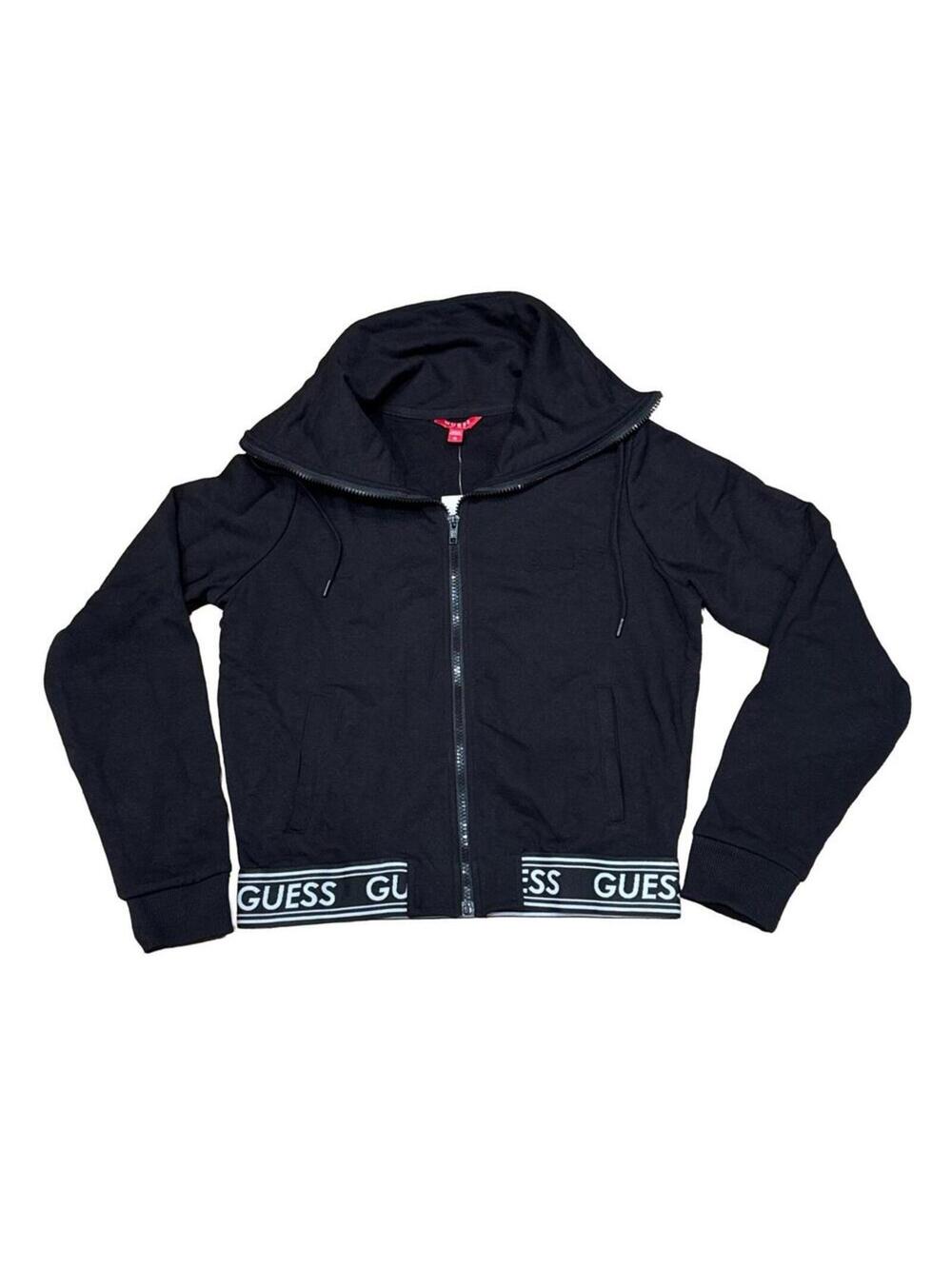 NWT Guess Tube Neck Track Jacket Sweatshirt Black Full-Zip Gala Womens Medium